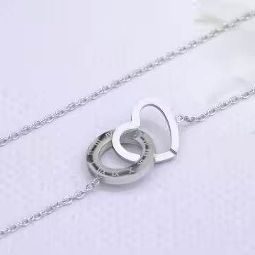 316鋼飾×愛心圓環×鎖骨項鍊×銀色