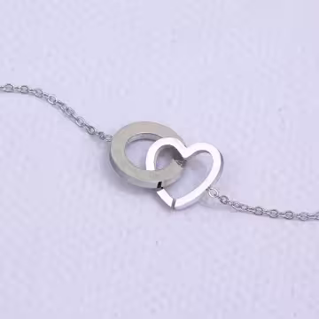 316鋼飾×愛心圓環×鎖骨項鍊×銀色