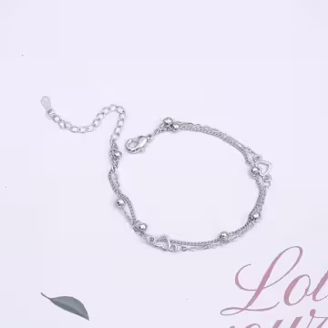 925銀飾×甜美雙層鏤空愛心×手鍊