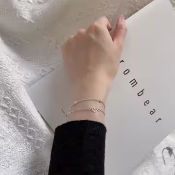 925銀飾×甜美雙層鏤空愛心×手鍊