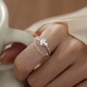 925銀飾×愛心蝴蝶酥鍊條×開口戒指