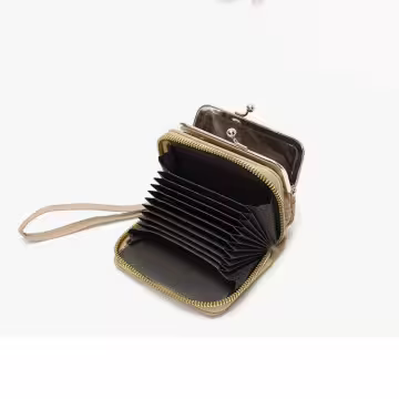 復古花園壓紋口金包×雙層可拆×風琴卡夾×黑色