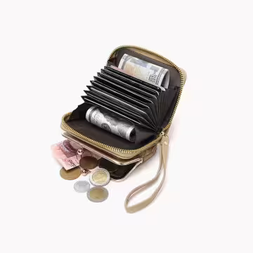 復古花園壓紋口金包×雙層可拆×風琴卡夾×黑色