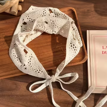 針織鏤空大圓花×三角頭巾