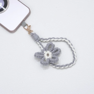 針織小花兒×手機腕帶掛繩×灰色.avif
