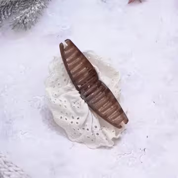 復古米白蕾絲琥珀色×鯊魚夾