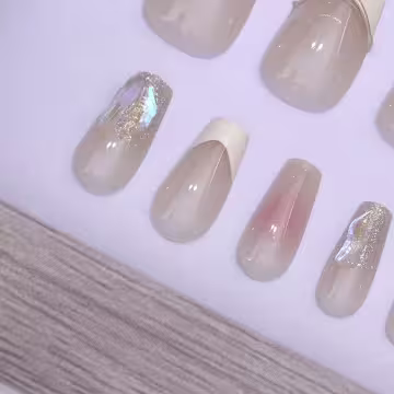 法式粉紅愛心亮面×穿戴式手指甲片×二十四入