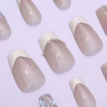 法式粉紅愛心亮面×穿戴式手指甲片×二十四入