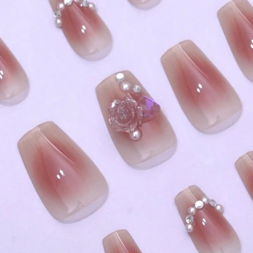 粉玫瑰珍珠亮面×穿戴式手指甲片×二十四入.avif