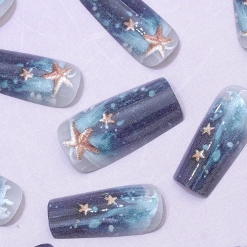 海藍海星印花亮面×穿戴式手指甲片×二十四入.avif
