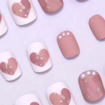 暈染愛心蝴蝶結霧面×穿戴式手指甲片×二十四入