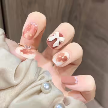 暈染愛心蝴蝶結霧面×穿戴式手指甲片×二十四入