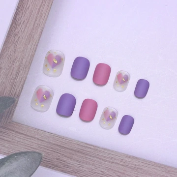 粉紫撞色愛心霧面×穿戴式手指甲片×二十四入.avif