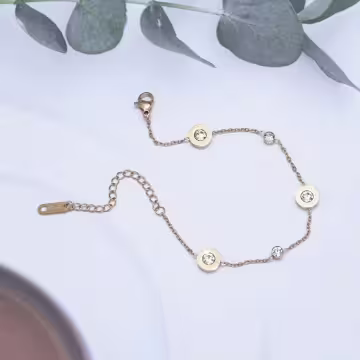 316鋼飾×羅馬數字圓鑽 ×手鍊×金色