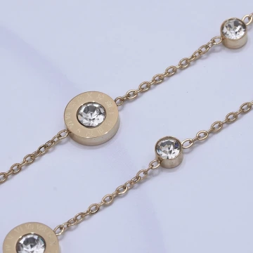 316鋼飾×羅馬數字圓鑽 ×手鍊×金色.avif