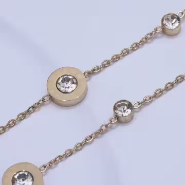 316鋼飾×羅馬數字圓鑽 ×手鍊×金色