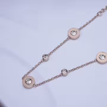 316鋼飾×羅馬數字圓鑽 ×手鍊×玫瑰金