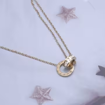 316鋼飾×雙環晶鑽×手鍊×金色