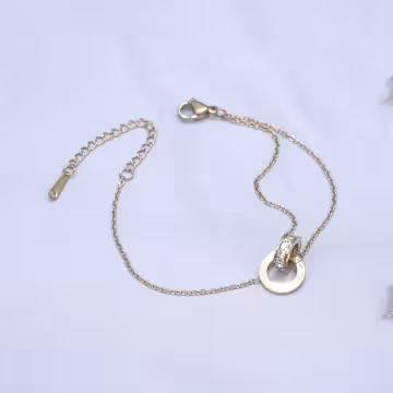 316鋼飾×雙環晶鑽×手鍊×玫瑰金