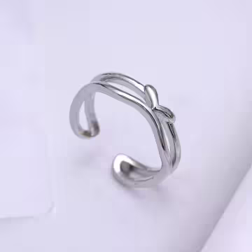 925銀飾×雙線水滴愛心×開口戒指