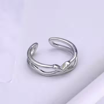 925銀飾×雙線水滴愛心×開口戒指