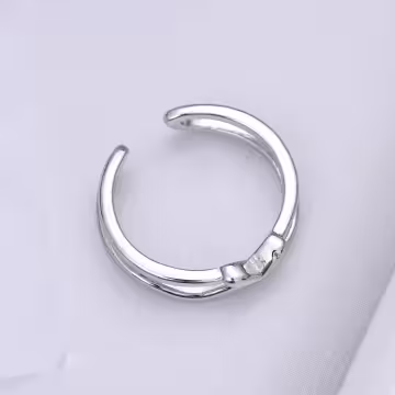 925銀飾×雙線水滴愛心×開口戒指