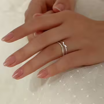 925銀飾×雙線水滴愛心×開口戒指