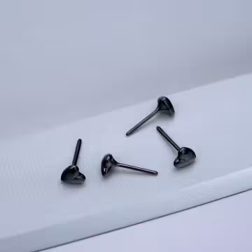 小愛心×陶瓷×養耳棒×二套件耳環組×黑色