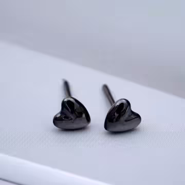 小愛心×陶瓷×養耳棒×二套件耳環組×黑色