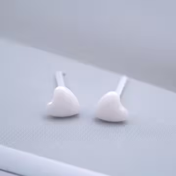 小愛心×陶瓷×養耳棒×二套件耳環組×白色