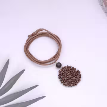 木質圓珠×蠟繩×可調節長項鍊×共二色