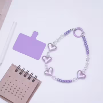 三心相連×手機腕帶掛繩×紫色