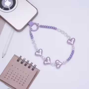 三心相連×手機腕帶掛繩×紫色