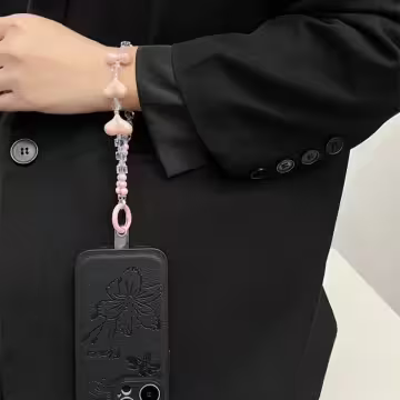 三心相連×手機腕帶掛繩×粉紅