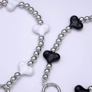 小愛心×手機腕帶掛繩×黑色