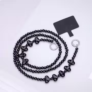 黑色愛心串串×手機斜背雙勾掛繩