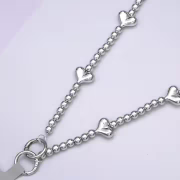 銀色小愛心×手機斜背雙勾掛繩