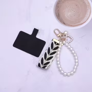 小清新愛心織帶×手機掌上掛繩×黑色