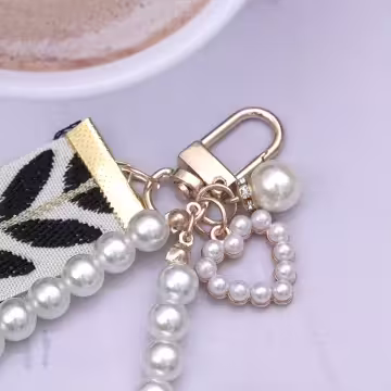 小清新愛心織帶×手機掌上掛繩×黑色