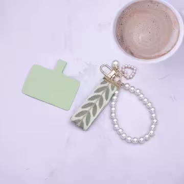 小清新愛心織帶×手機掌上掛繩×綠色