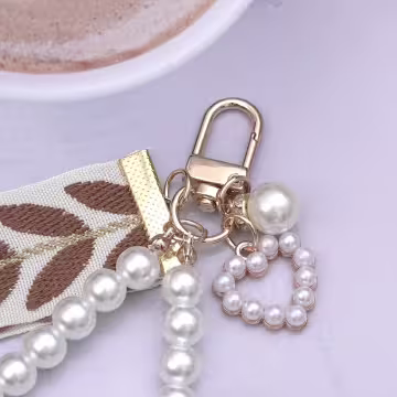 小清新愛心織帶×手機掌上掛繩×棕咖