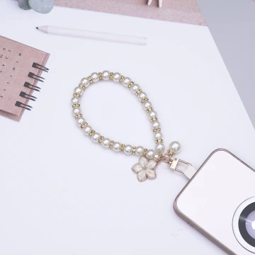 櫻花輕奢珍珠×手機腕帶掛繩×白色.avif