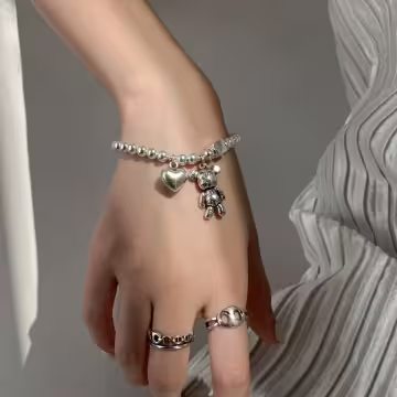 街頭愛心小熊×彈性繩手鍊