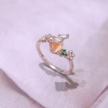 粉紅愛心花園×開口戒指