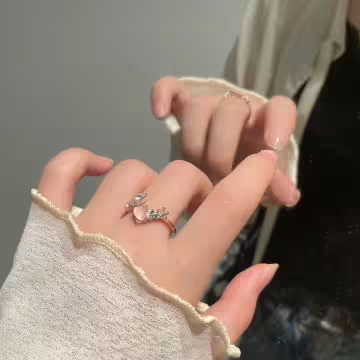 粉紅愛心花園×開口戒指