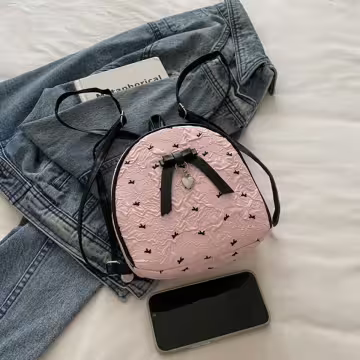 甜心蝴蝶結抓皺感×後背包×粉紅