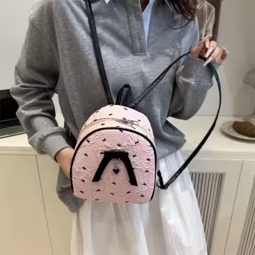 甜心蝴蝶結抓皺感×後背包×粉紅