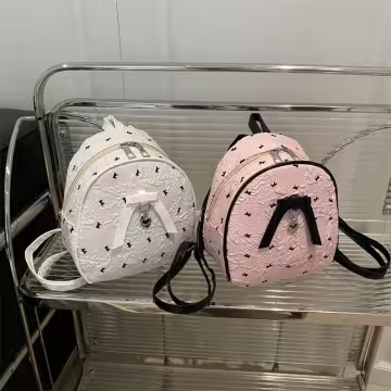 甜心蝴蝶結抓皺感×後背包×白色