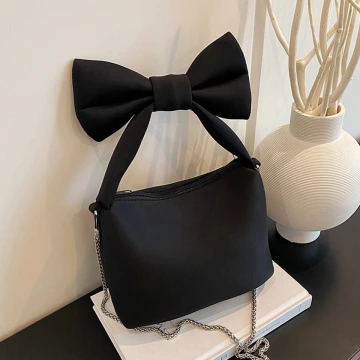 蝴蝶結手提把×鍊條斜背包×黑色.avif