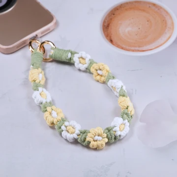 小花朵編織×手機腕帶掛繩×白黃.avif